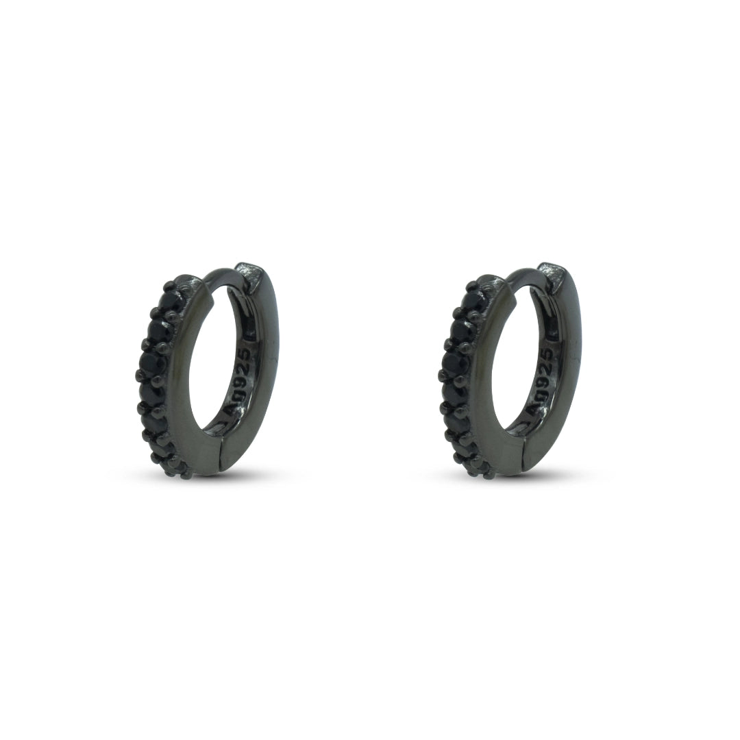 Orecchini Dilvdò Hoop Ring Zirconi Neri