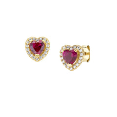 Orecchini Dolce Cuore Rubino in Argento Dorato ETICUGRZ