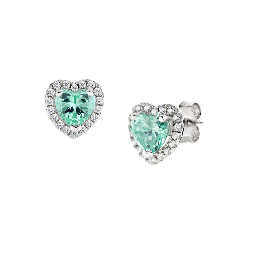 Orecchini Dolce Cuore Verde Acqua in Argento ETICUBVAZ