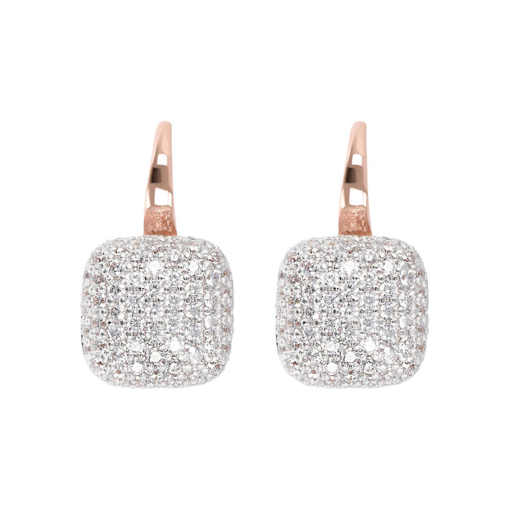 Orecchini Gioiello Pendenti Quadrati Pavé Zirconi Bronzallure WSBZ00615.WR