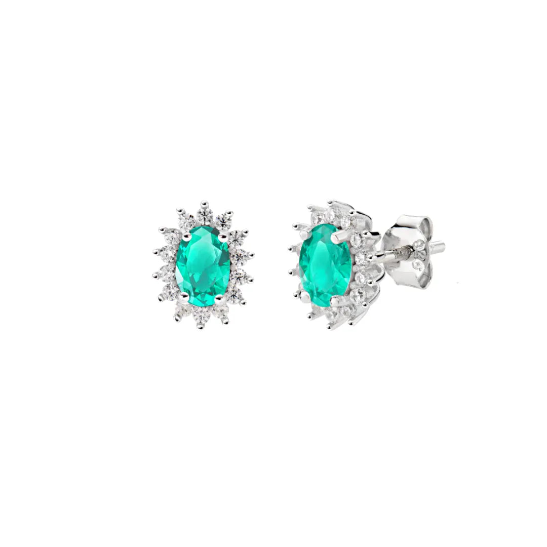Orecchini Mini Royal Lady con Zircone Verde Acqua ORLDPBBVA