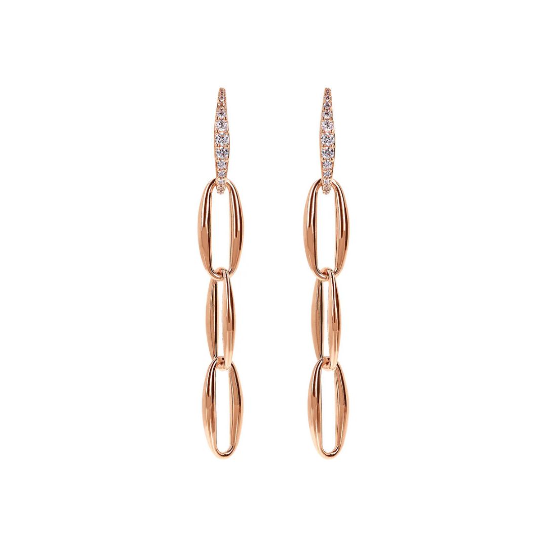 Orecchini Pendenti Maglie Marquise ed Elemento in Pavé Cubic Zirconia WSBZ02387WR