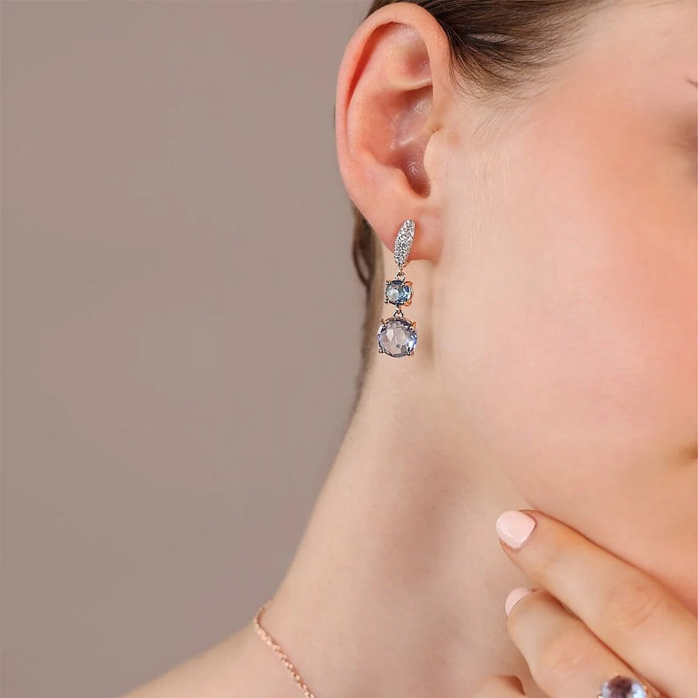 Orecchini Pendenti con Prisma Gem Tonde e Pavé in Cubic Zirconia WSBZ02392.RM