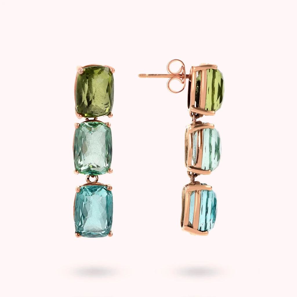 Orecchini Pendenti Trilogy Bronzallure Prisma Gem Taglio Mosaico Verde WSBZ02292.MULTI