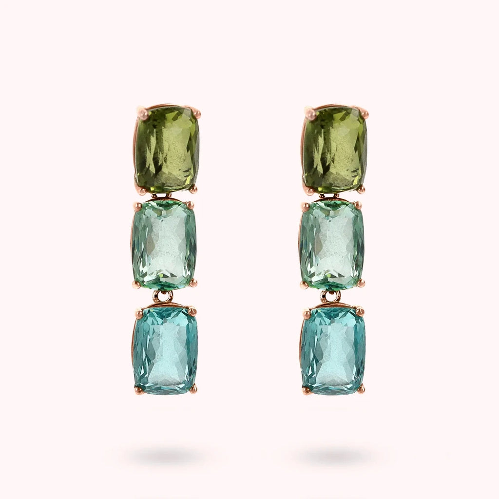 Orecchini Pendenti Trilogy Bronzallure Prisma Gem Taglio Mosaico Verde WSBZ02292.MULTI