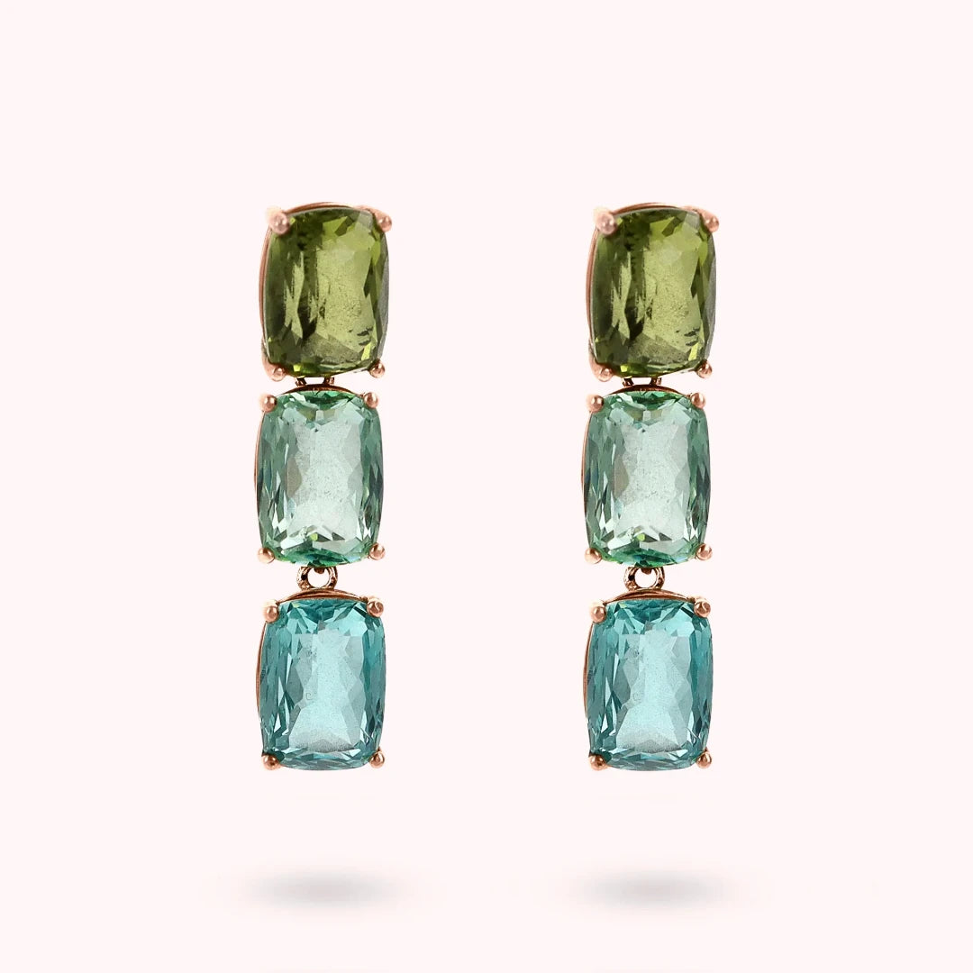 Orecchini Pendenti Trilogy Bronzallure Prisma Gem Taglio Mosaico Verde WSBZ02292.MULTI
