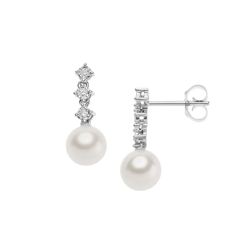 Orecchini Perle d'Amore Oro 750‰ Perle Diamanti Comete Gioielli ORP 740