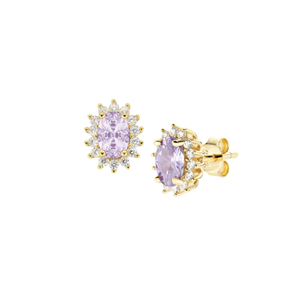 Orecchini Royal Lady Mini Dorati con Zircone Lilla in Argento ORLDPGBLA