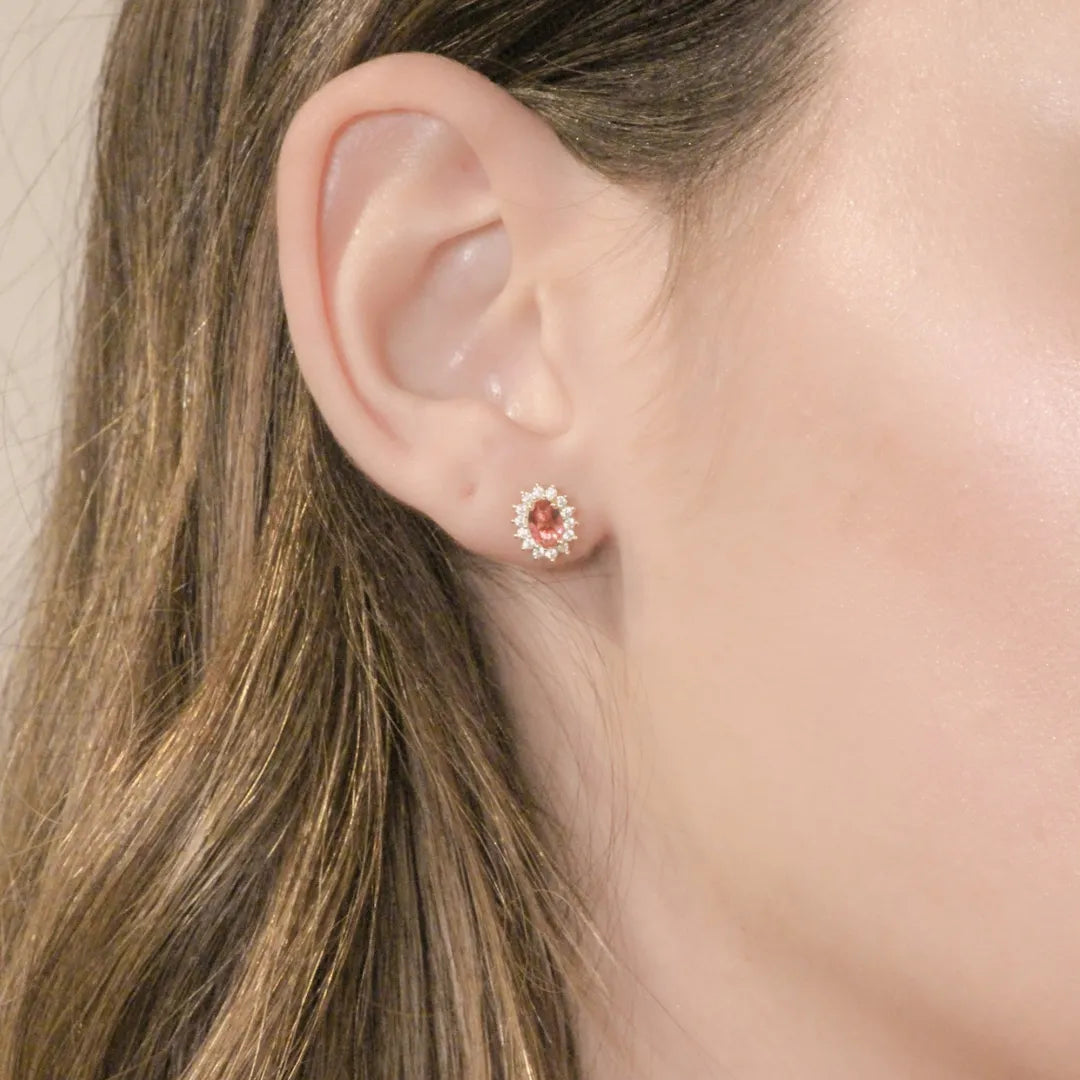 Orecchini Royal Lady Mini Dorati con Zircone Rosso Ciliegia in Argento ORLDPGBCI