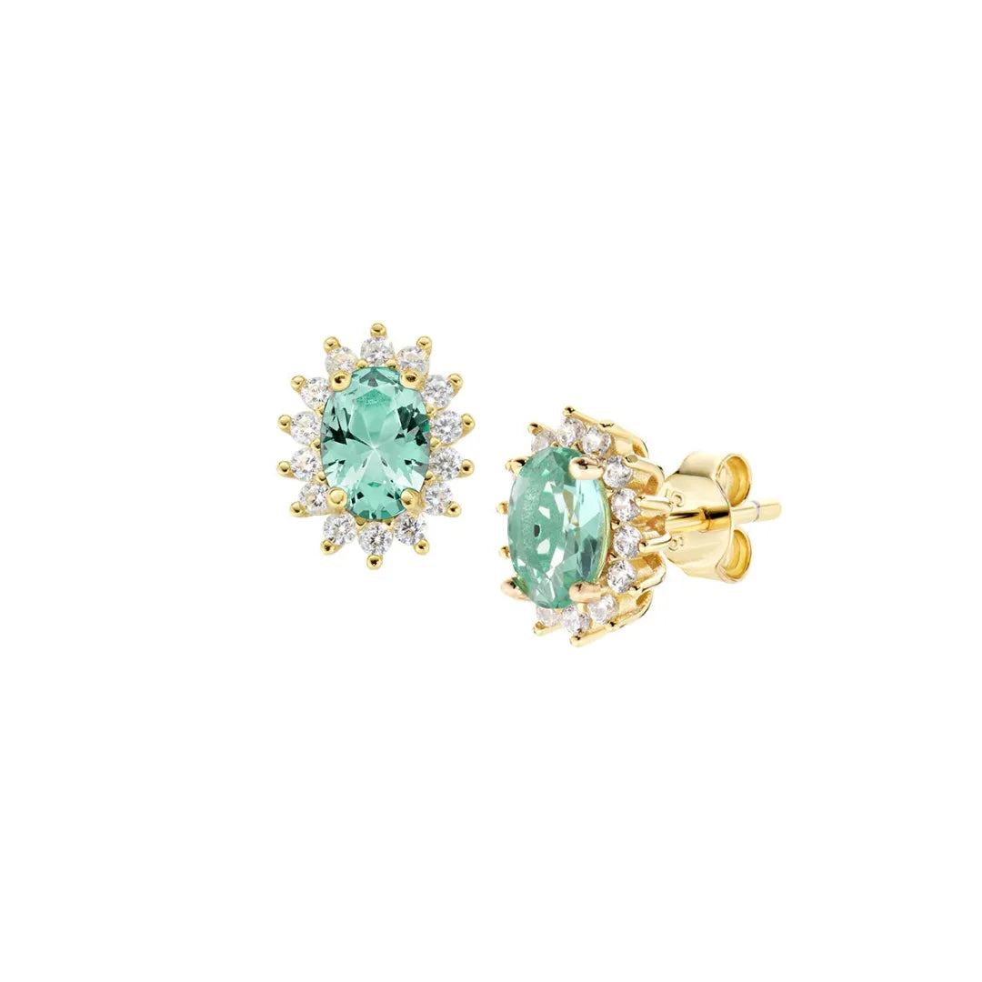 Orecchini Royal Lady Mini Dorati con Zircone Verde Acqua in Argento ORLDPGBVA