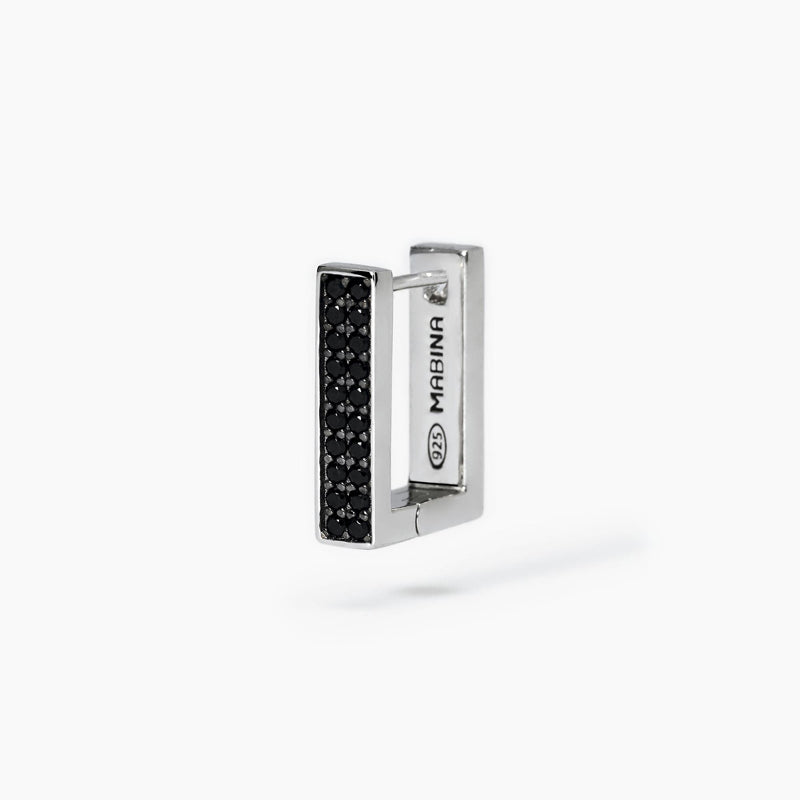 Orecchino Rettangolare Argento 925‰ Zirconi Neri Mabina Gioielli 563639