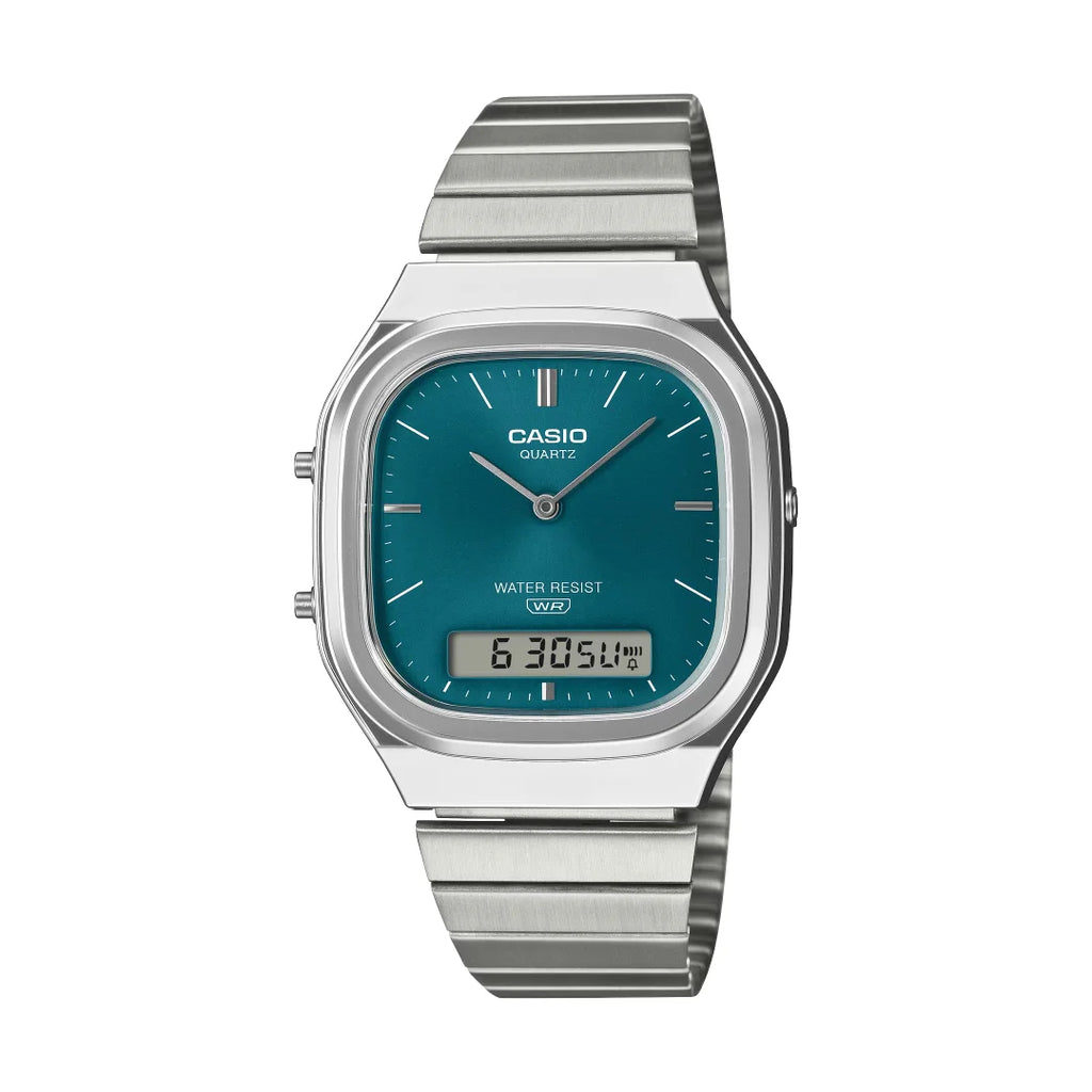 Orologio Analogico Digitale Casio Acciaio e Quadrante Petrolio AQ-240E-3AEF