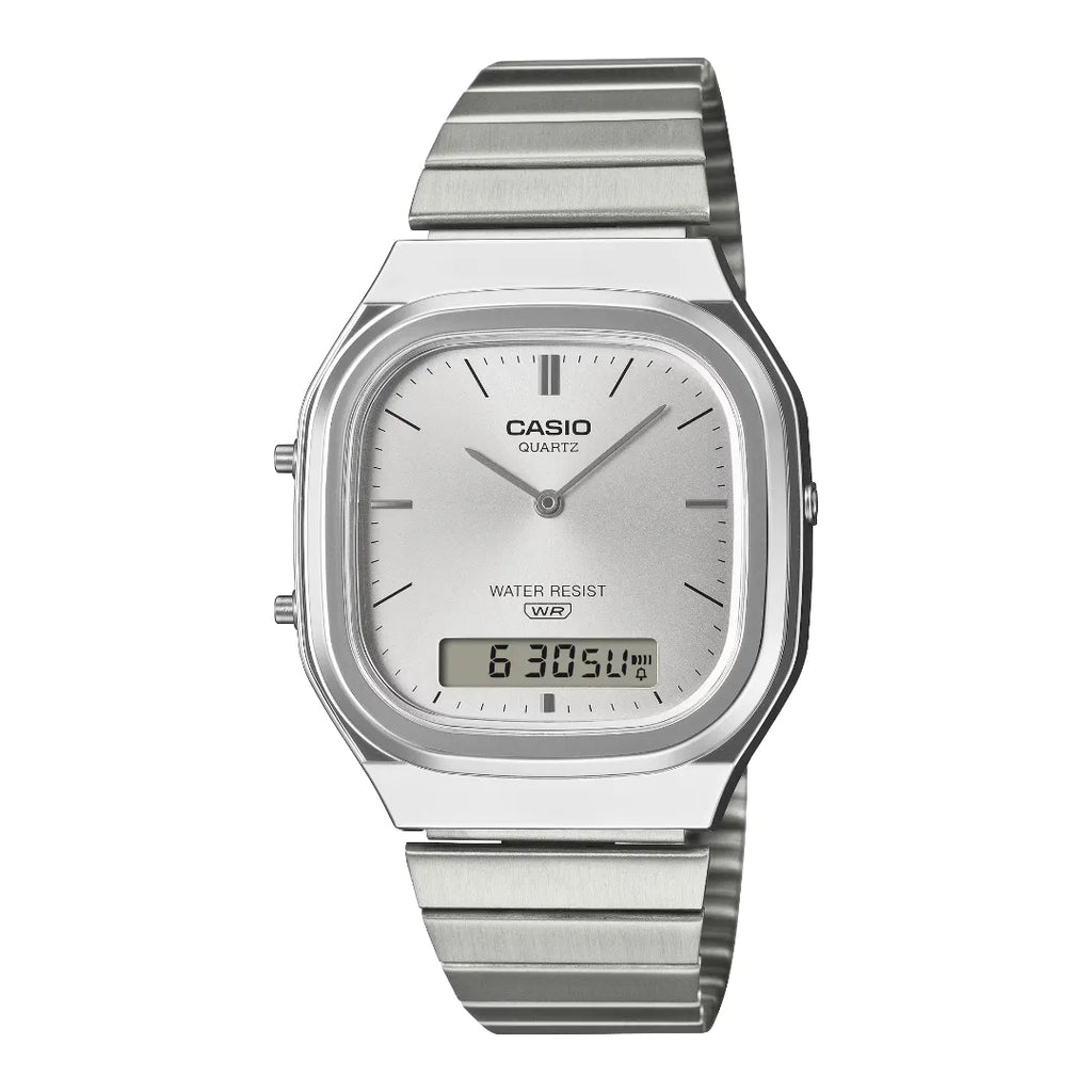 Orologio Analogico e Digitale Casio Acciaio e Quadrante Bianco AQ-240E-7A