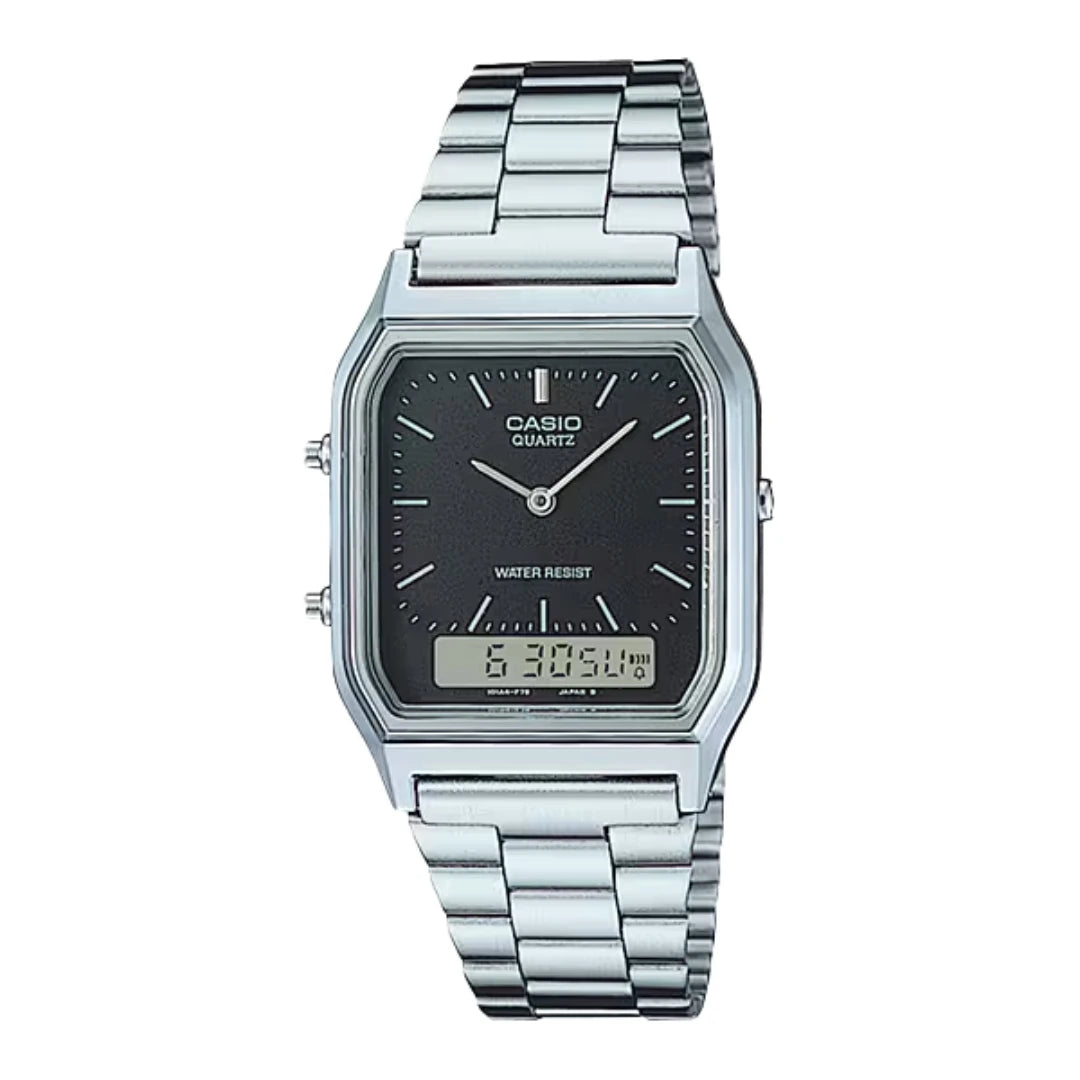 Orologio Analogico e Digitale Casio Acciaio e Quadrante Nero AQ-230A-1DMQ