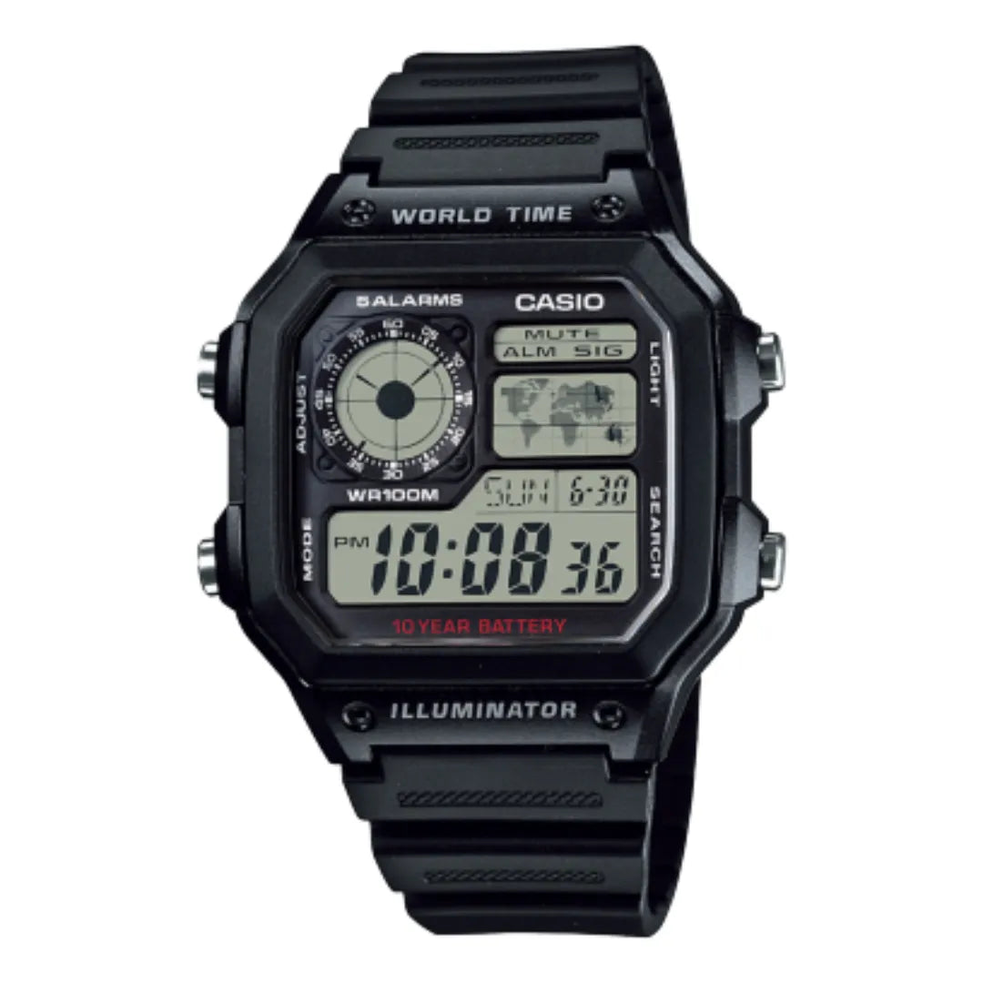 Orologio Casio Digitale Cinturino Caucciù Nero AE-1200WH-1AVEF