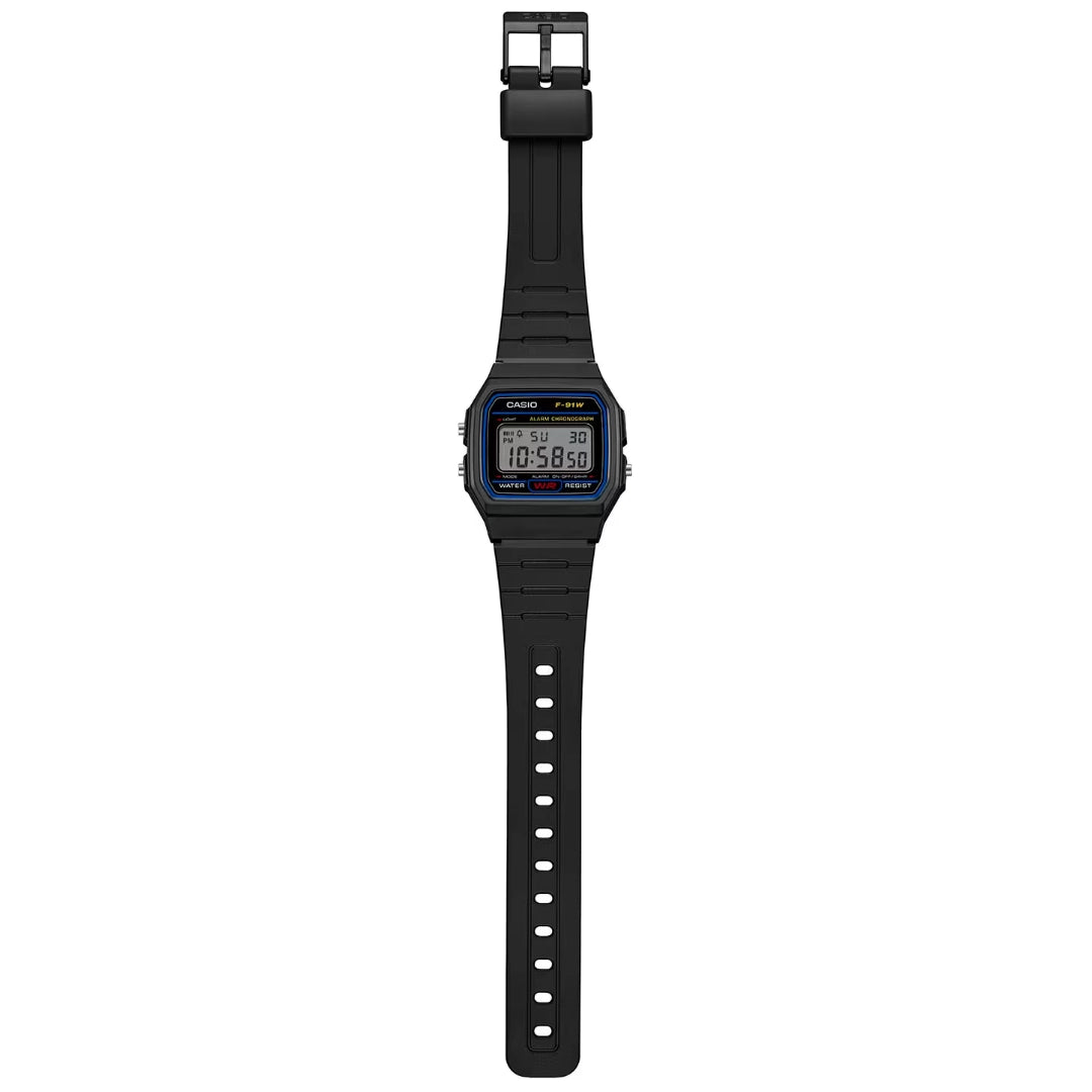 Orologio Casio Digitale Cinturino Caucciù Nero F-91W-1YEG