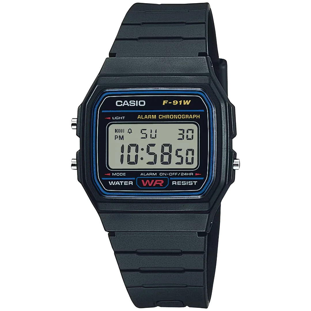 Orologio Casio Digitale Cinturino Caucciù Nero F-91W-1YEG
