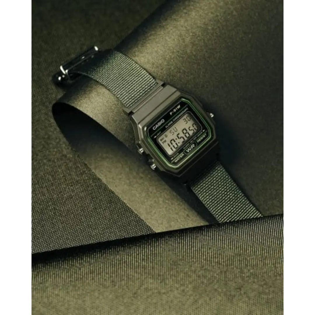 Orologio Casio Digitale Cinturino Nato Verde F-91WF-3AEF