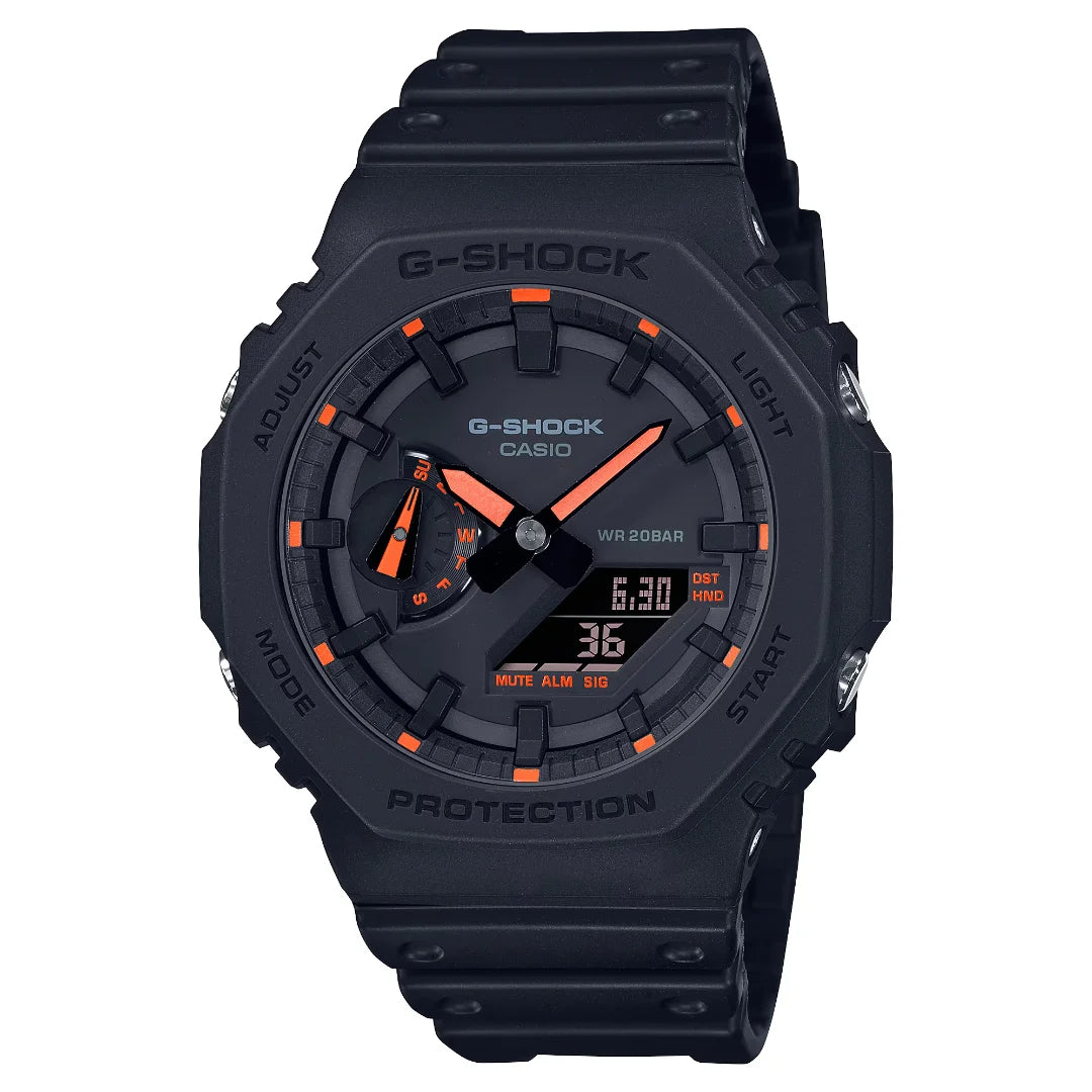 Orologio Casio G-Shock Analogico Digitale Cinturino Caucciù Nero Arancione GA-2100-1A4ER