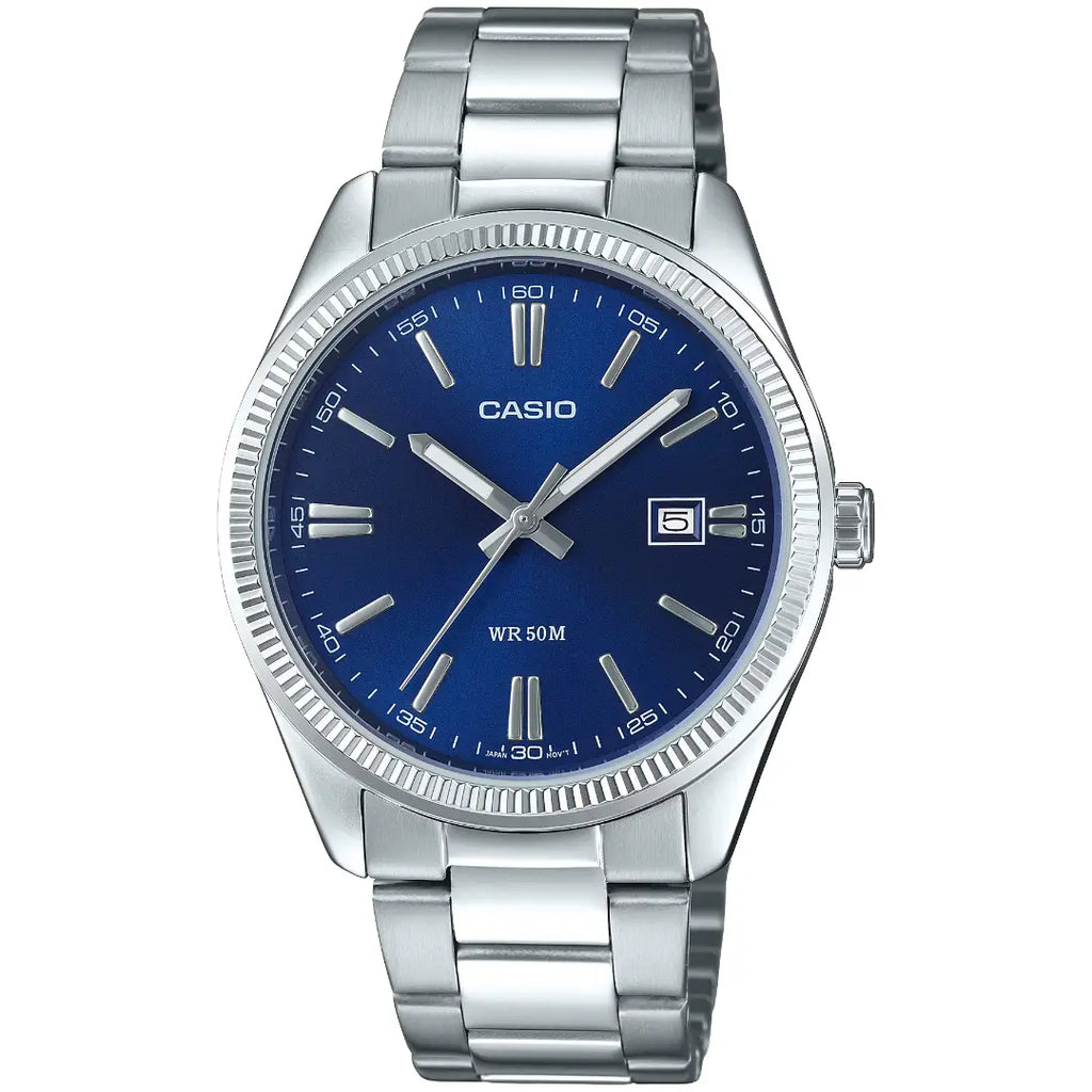 Orologio Casio Solo Tempo Cinturino Acciaio e Quadrante Blu MTP-1302PE-2AVEF