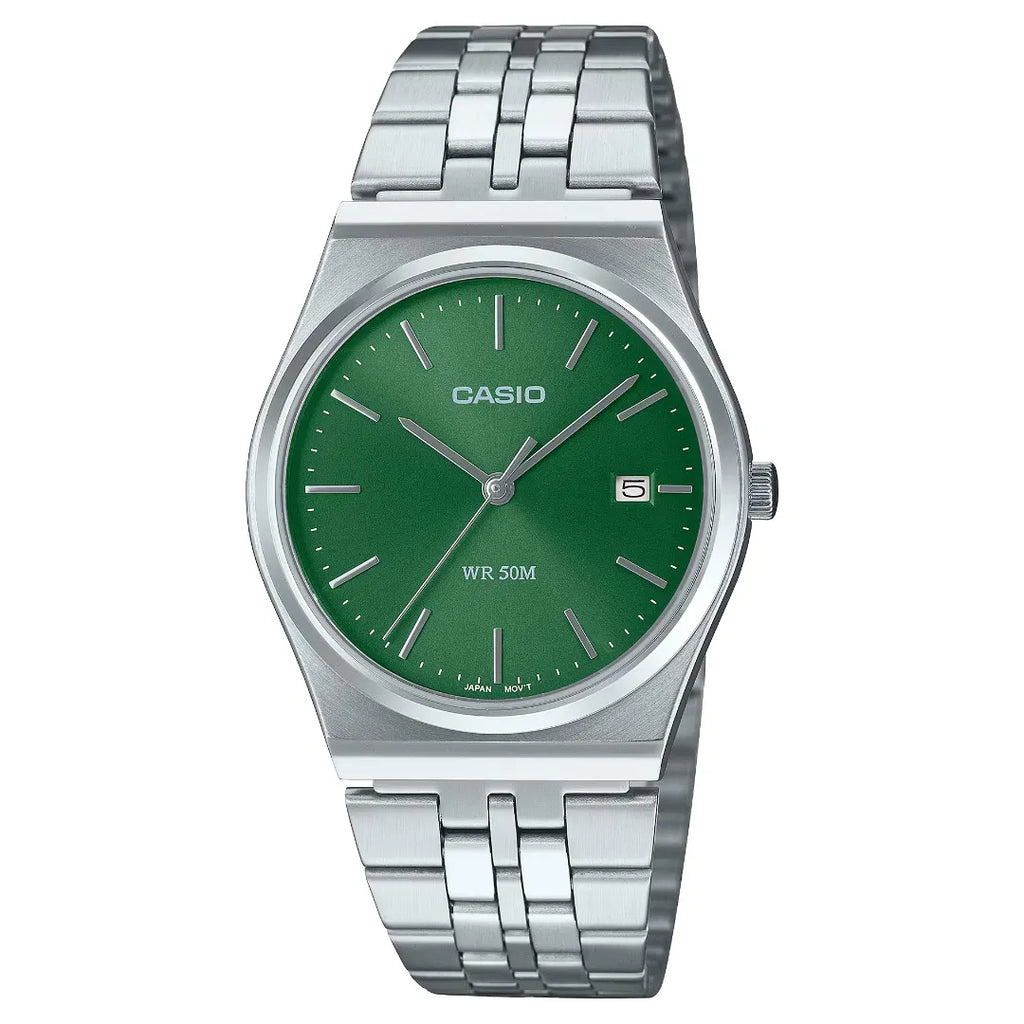 Orologio Casio Solo Tempo 
Cinturino e Cassa Acciaio Quadrante Verde MTP-B145D-3AVEF