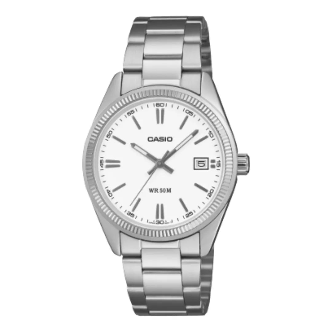 Orologio Casio Solo Tempo Cinturino E Cassa Acciaio Quadrante Bianco UTP-1302PD-7AVEF