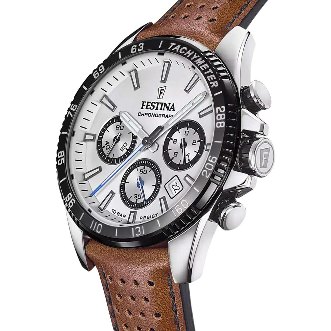Orologio Cronografo Festina Argento e Pelle F20561/1