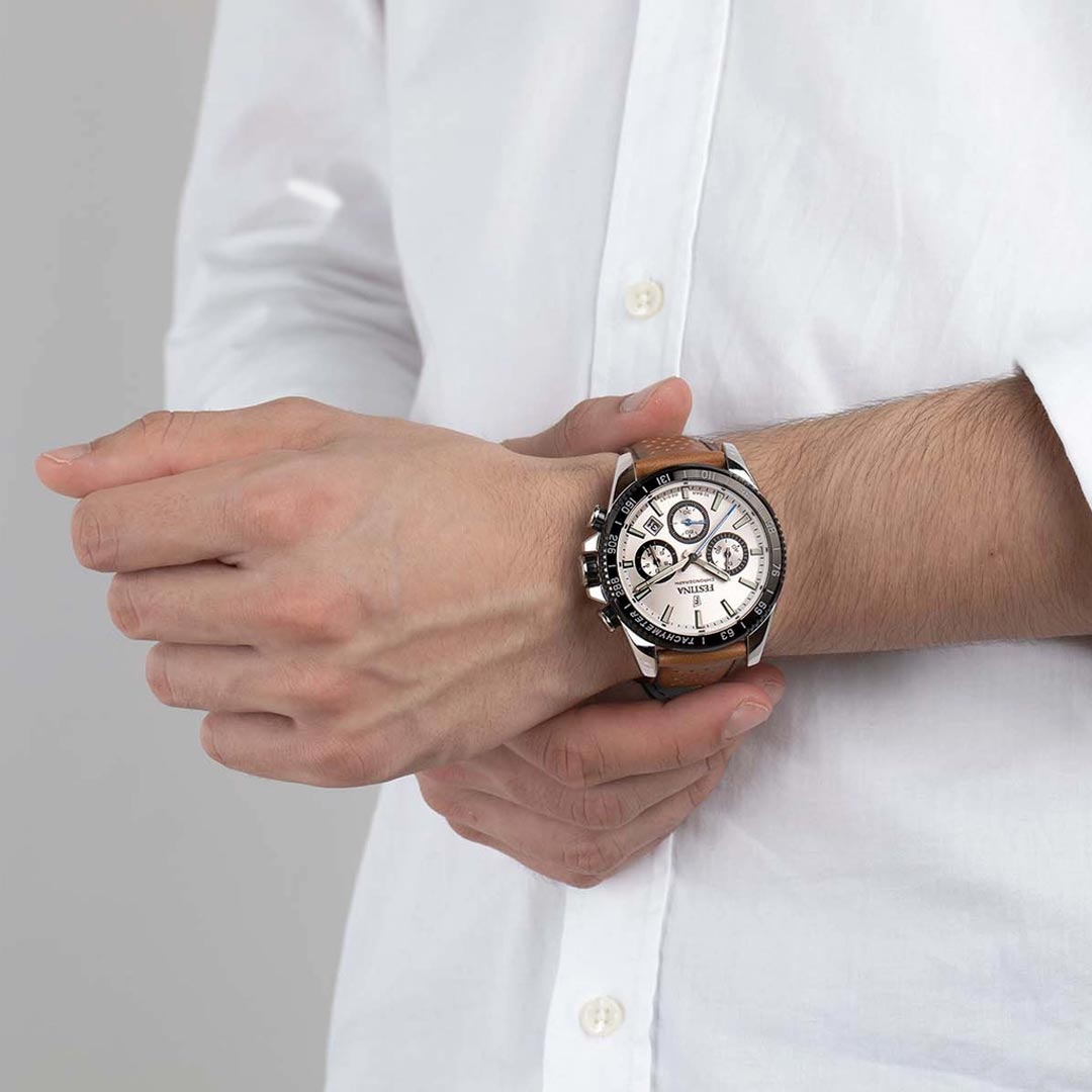 Orologio Cronografo Festina Argento e Pelle F20561/1