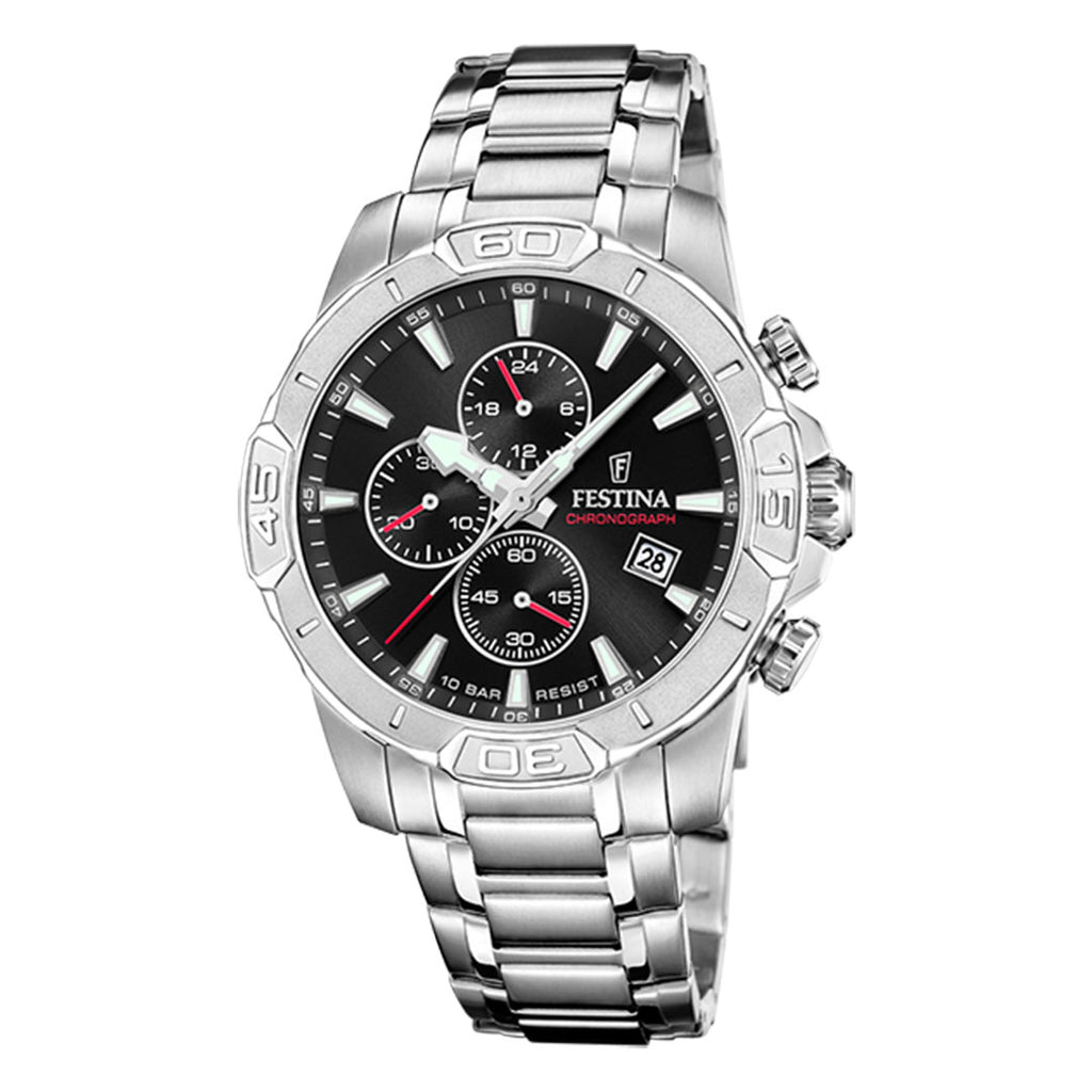 Orologio Cronografo Festina Timeless Nero e Acciaio F20704/3
