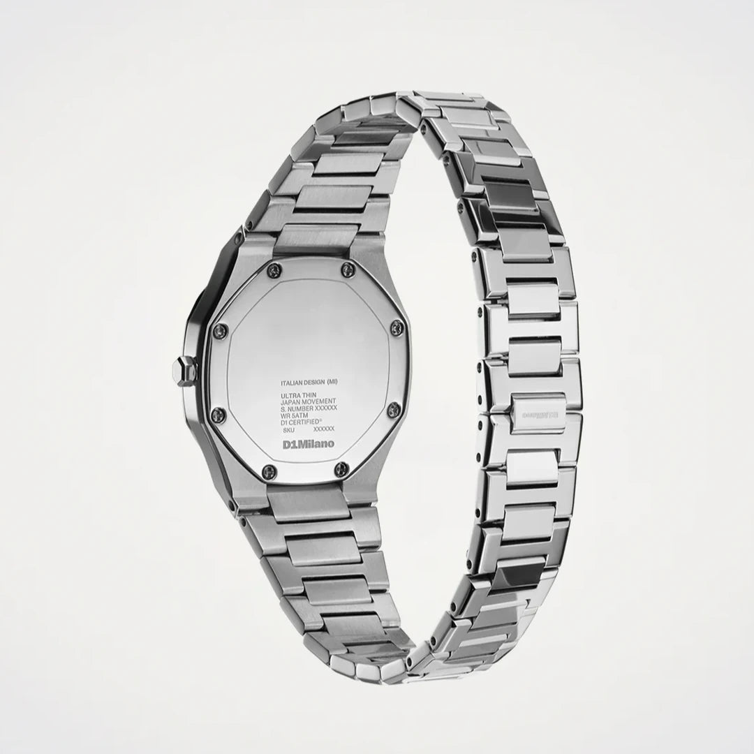 Orologio D1 Milano Silver Gleam Ultra Thin 30 mm D1-UTBL39