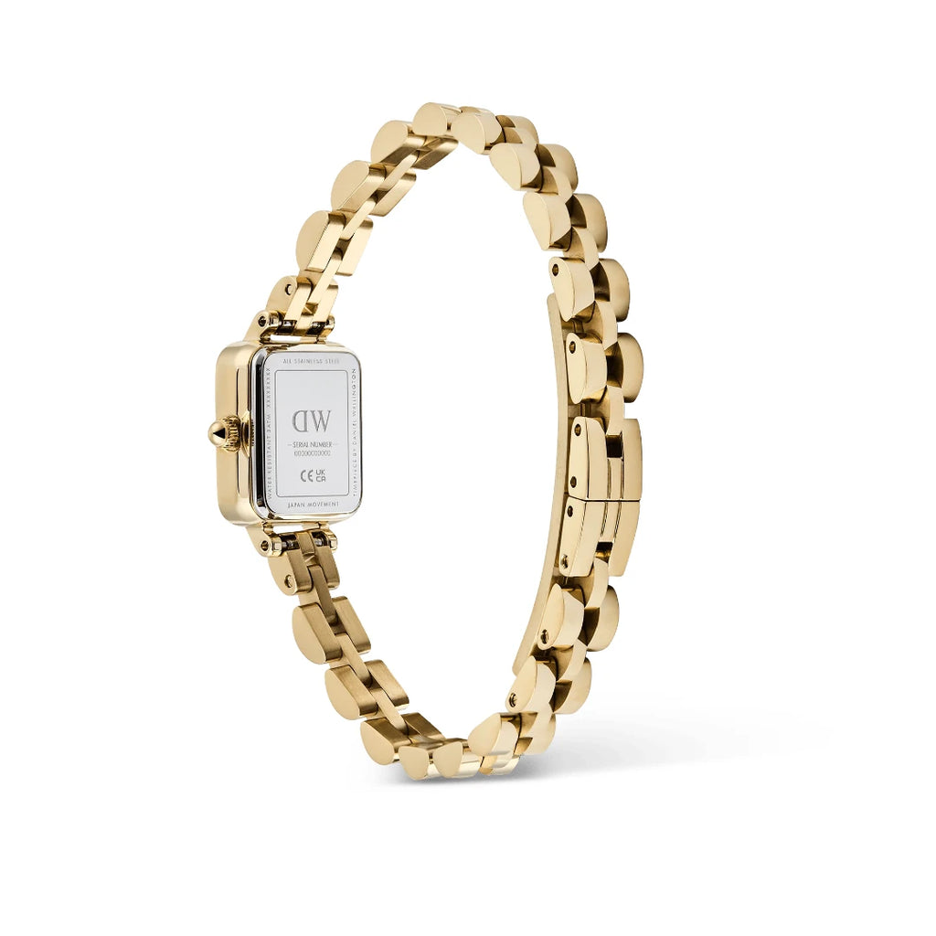 Orologio Daniel Wellington Quadro Mini Arch 3-link Emerald Sunray Gold Acciaio Dorato e Cinturino a Maglie DW00100852