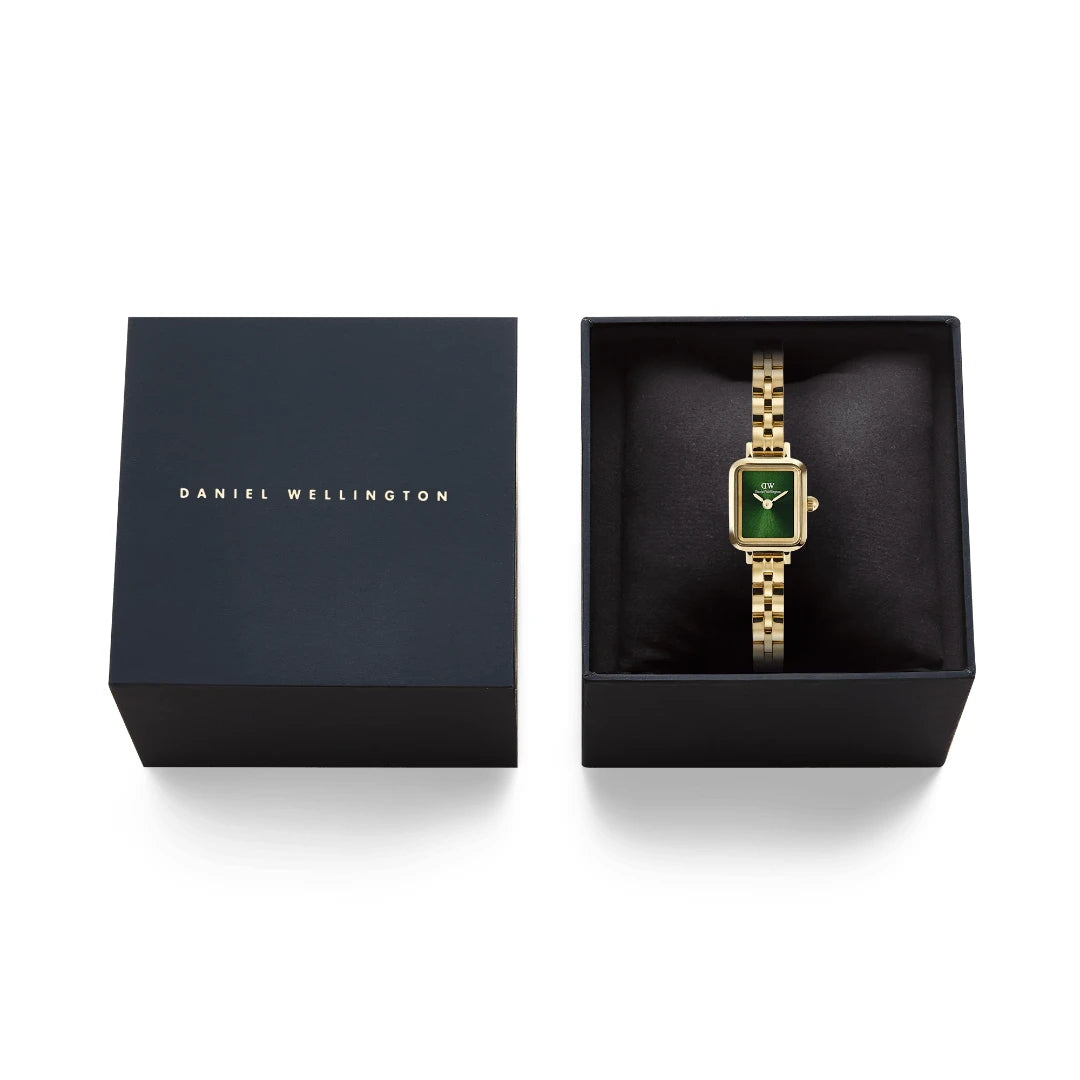 Orologio Daniel Wellington Quadro Mini Arch 3-link Emerald Sunray Gold Acciaio Dorato e Cinturino a Maglie DW00100852