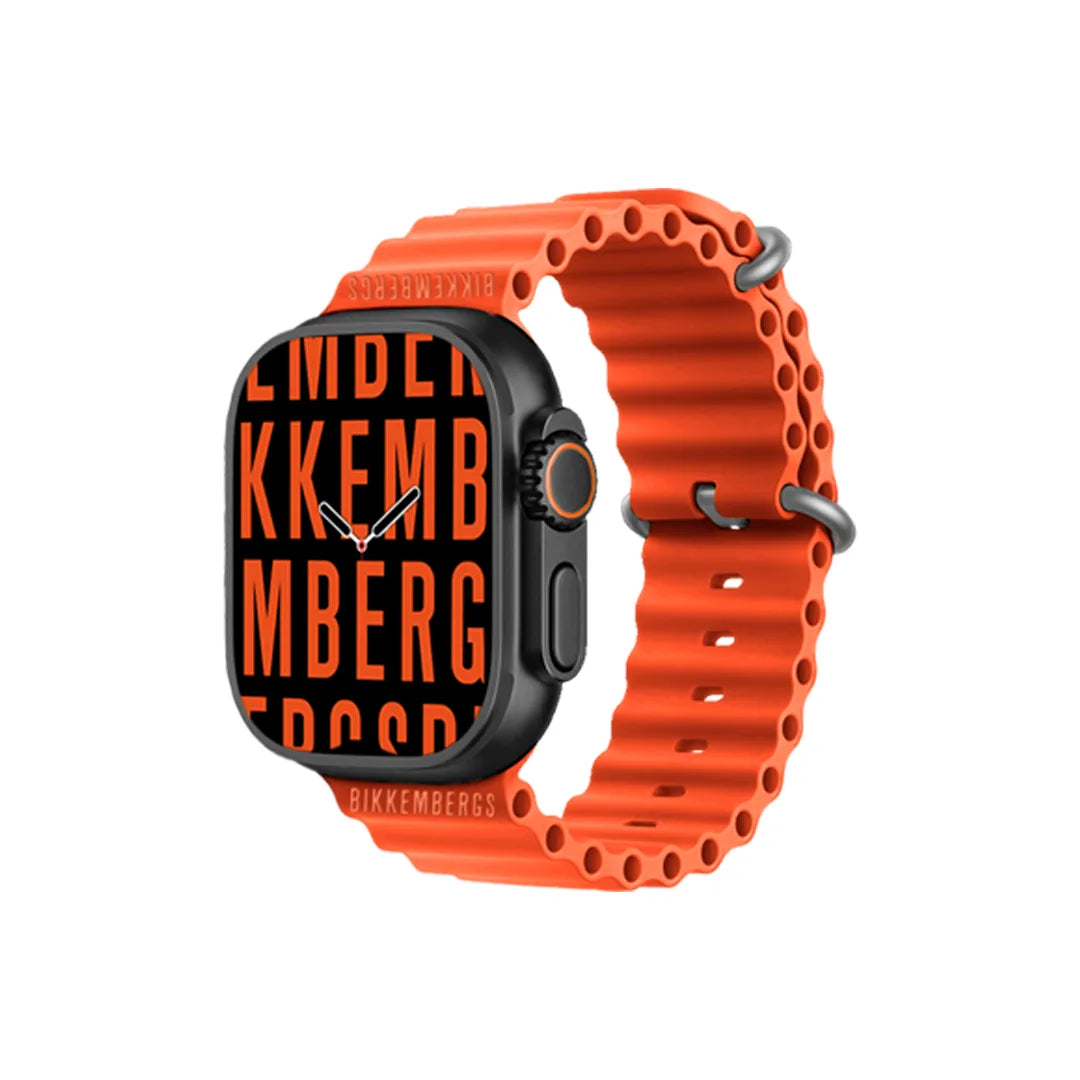 Orologio Smartwatch Bikkembergs Alluminio Cassa Nera e Cinturino Silicone Arancio 49mm BK12-12