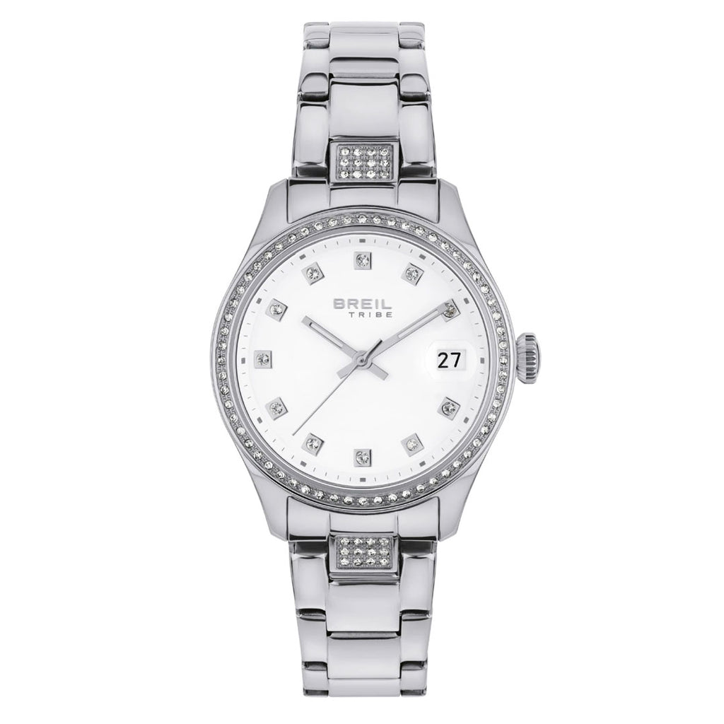 Orologio Solo Tempo Breil Tribe Classic Elegance Argentato Cristalli EW0708