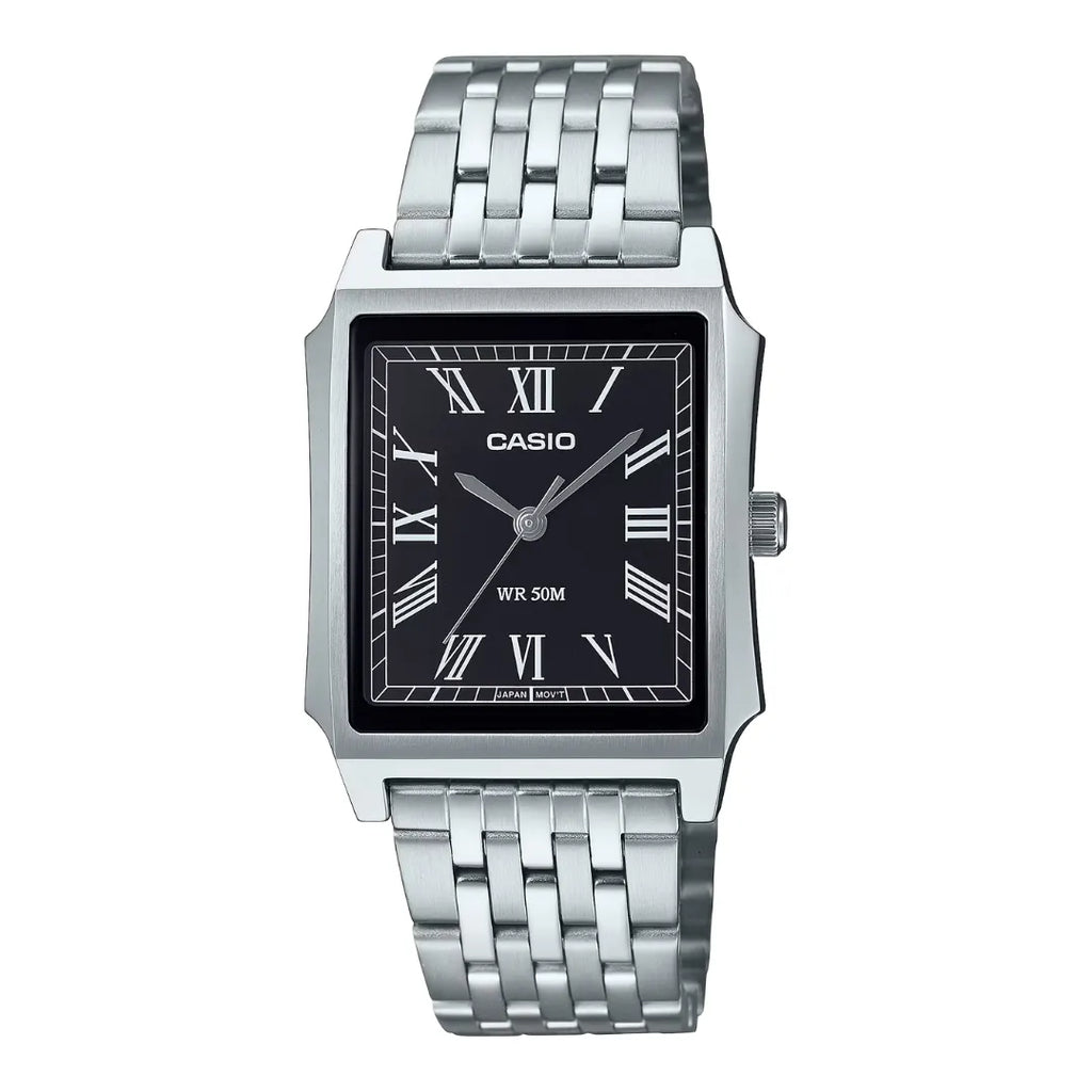 Orologio Solo Tempo Casio Cinturino e Cassa Acciaio Quadrante Nero MTP-B190D-1BVEF