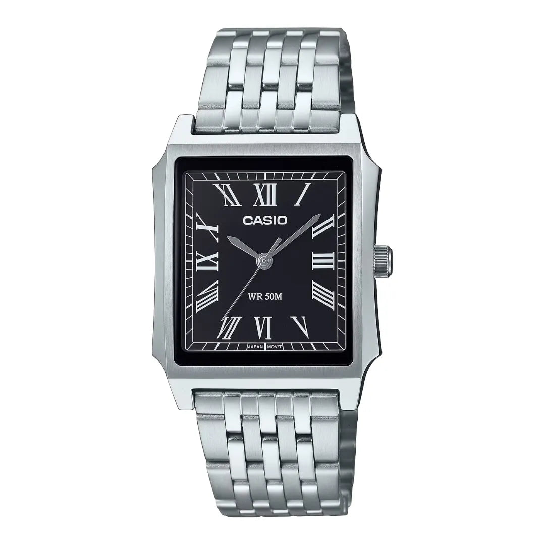 Orologio Solo Tempo Casio Cinturino e Cassa Acciaio Quadrante Nero MTP-B190D-1BVEF
