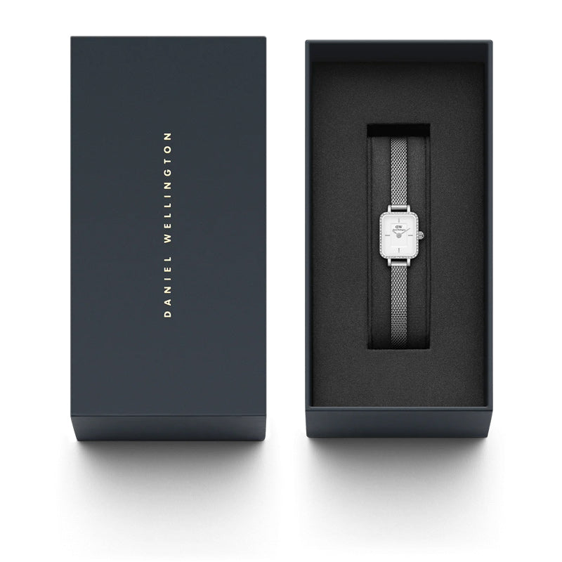 Orologio Solo Tempo Quadro Mini Lumine Bezel Silver Acciaio Daniel Wellington DW00100732