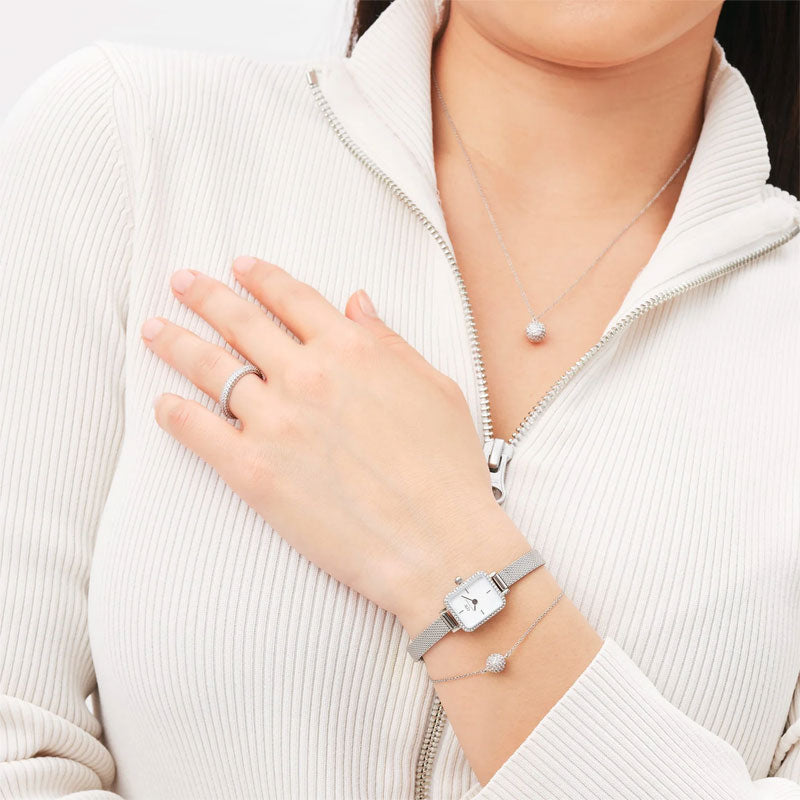 Orologio Solo Tempo Quadro Mini Lumine Bezel Silver Acciaio Daniel Wellington DW00100732