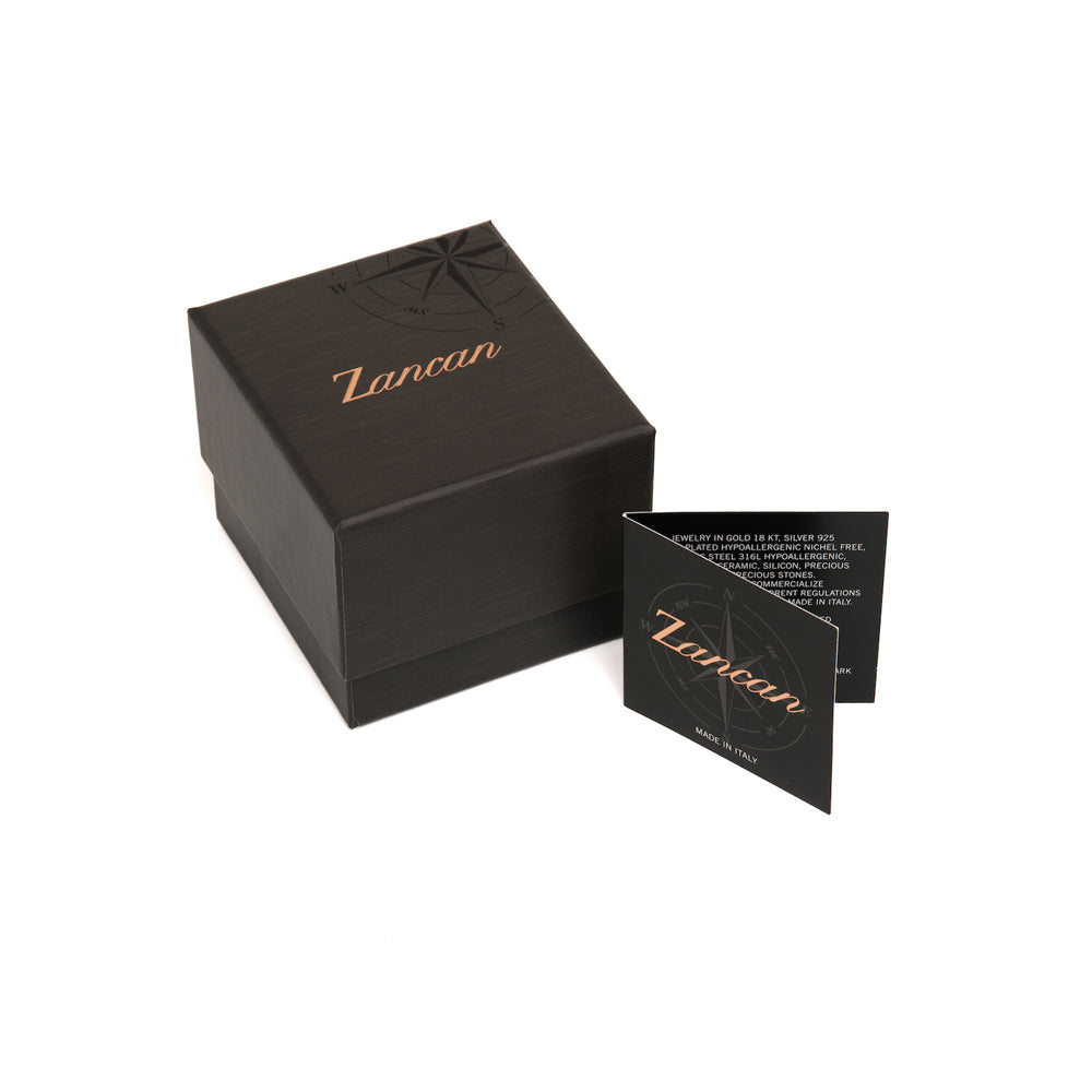 Orecchini Bottone Zancan Argento 925 Rodiato e Spinelli Blu ESO012-BL