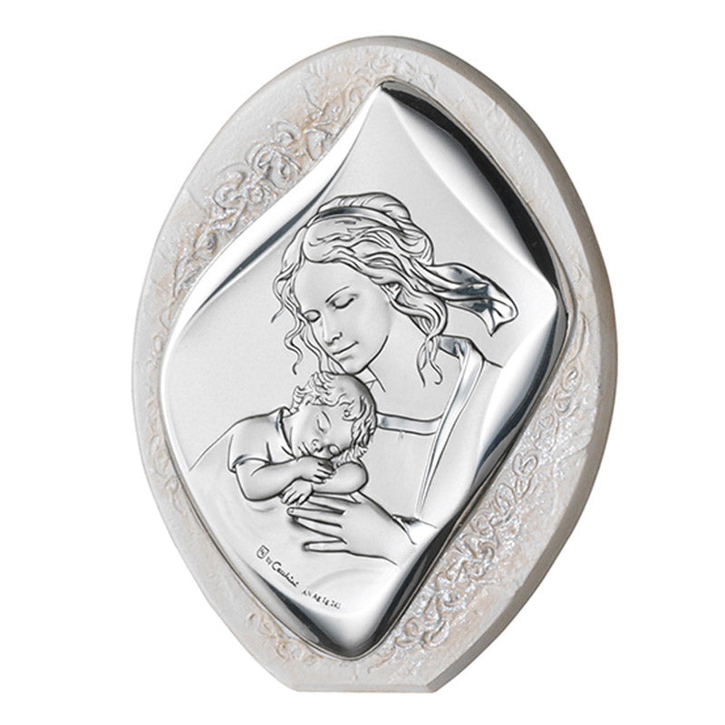 Pannello Madonna Con Bambino Laminato Argento 925‰ Acca Argenti BL 10C.103