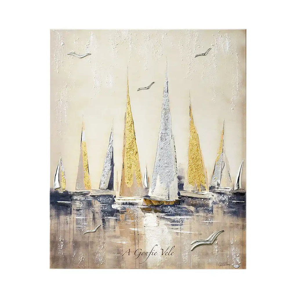 Pannello Quadro Acca Argenti A Gonfie Vele Legno Argento 925‰ QD.910 37×48