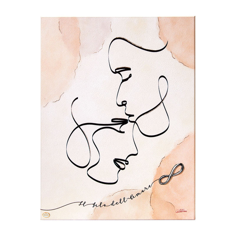 Pannello Quadro Il Filo dell'Amore Legno Argento 925‰ Acca Argenti QD.457 25x33