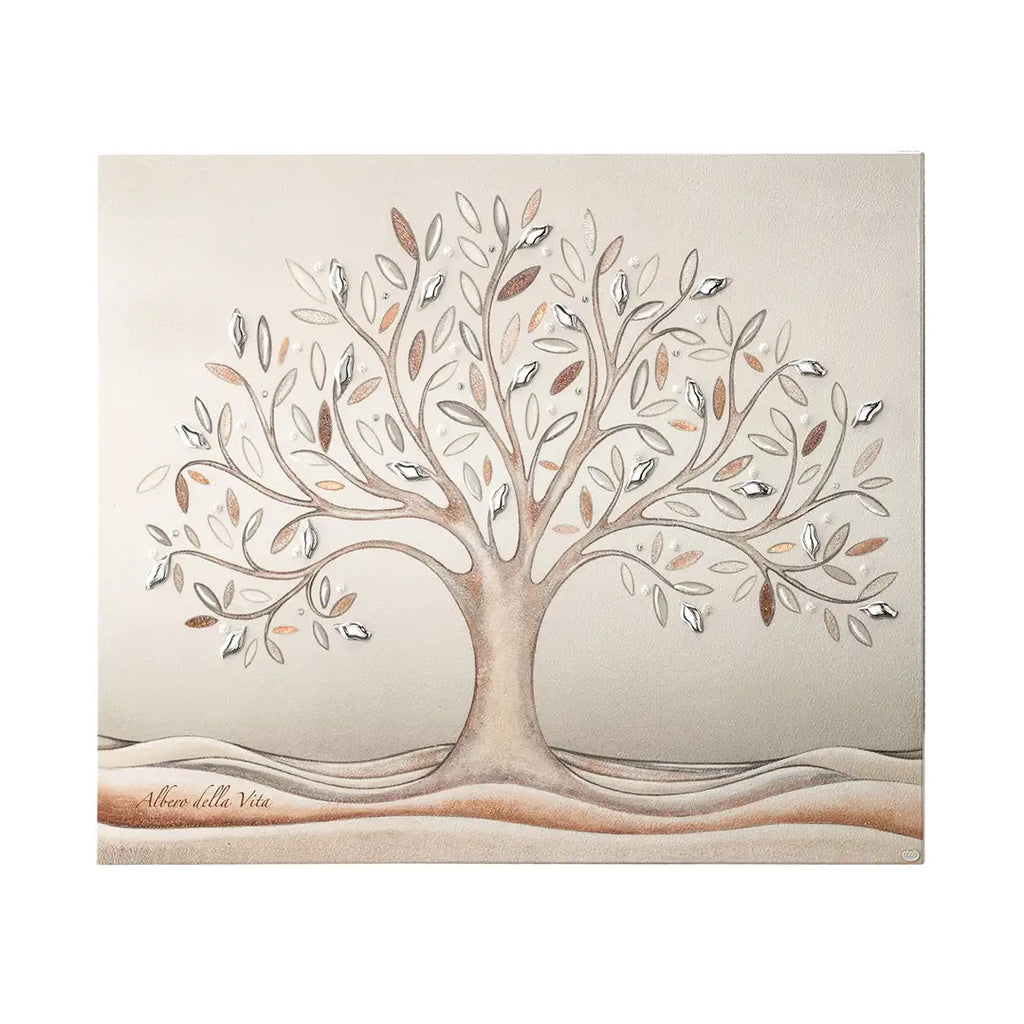 Quadro Decorativo Acca Argenti Albero della Vita Legno Argento e Cristalli Swarovski QD.90 25X33