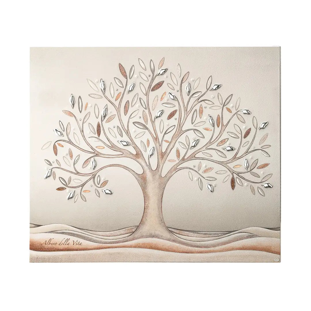 Quadro Decorativo Acca Argenti Albero della Vita Legno Argento e Cristalli Swarovski QD.90 25X33
